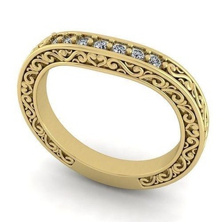 Alianza Boda banda diamantes curva boda joyería joya anillos oro compromiso anillo imprimible novia casualbend diamante 3d print model - Mito3D