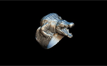 caimán anillo cocodrilo naturaleza biología escultura animal bosque joyería joya mamíferos arte monstruo imprimible dientes desunido científico criatura ciencias estatua anillos 3d print model - Mito3D