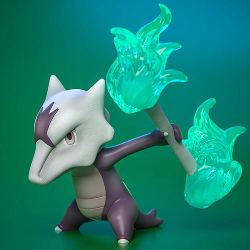 alolan Marowak Pokémon Pokemongo eevee vaporeon Jolteon flareon espeon Umbreon Leafeon galeão Sylveon Pikachu cubone Alolanmarowak jogos brinquedos 3D print model - Mito3D