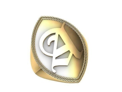 alpha signet ring stl verified alphabet jewelry initial text jewellery printable prototype fashion font trendy charm stylish 3d designer statement lightweight rings 3d print model - Mito3D