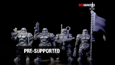 alpha troops - command squad of imperial force troopers cadia stormtrooper armor empire imperium laser space soldier tabletop miniature 40k 40000 swat infantry apocalypse combat games toys sci fi board 3d print model - Mito3D