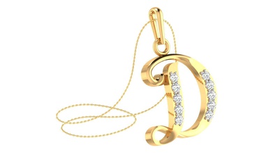 alphabet-d pendant 3dm stl render jewelry jewellery diamond silver gold sterling white brilliant printable necklace jewel alphabet pendants 3d print model - Mito3D