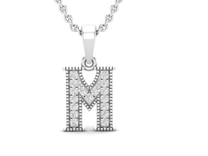 alphabet - m diamond pendant jewelry jewellery jewel gold silver brilliant fashion beauty printable white font languages text pendants 3d print model - Mito3D