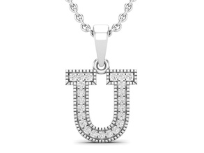 alfabeto u diamante pendente gioielleria gioiello oro argento brillante moda bellezza stampabile bianca font lingue testo ciondoli 3d print model - Mito3D