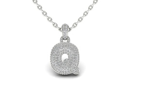 alphabet bubble q minimalism minimalizm gold jewellery jewelry fashion luxury initial initials letters pendant necklaces letter pendants hip hop 3d print model - Mito3D