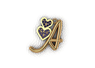 alfabeto collezione del cuore gioielli lettera simbolo amore heartshaped ciondoli di san valentino giftideas disegni oro diamante 3d print model - Mito3D