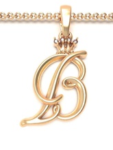 alphabet initial pendant letter b jewelry chain gem gold font letters crown silver abc name lightweight brilliant pendants king queen 3d print model - Mito3D
