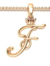 alphabet initial pendant letter f jewelry chain gem gold font letters crown silver abc name lightweight brilliant pendants king queen 3d print model - Mito3D