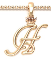 alphabet initial pendant letter h jewelry chain gem gold font letters crown silver abc name lightweight brilliant pendants king queen 3d print model - Mito3D