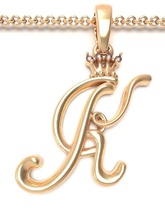 alphabet initial pendant letter k jewelry chain gem gold font letters crown silver abc name lightweight brilliant pendants king queen 3d print model - Mito3D
