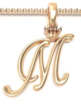 alphabet initial pendant letter m jewelry chain gem gold font letters crown silver abc name lightweight brilliant pendants king queen 3d print model - Mito3D