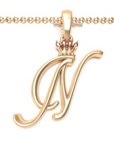 alphabet initial pendant letter n jewelry chain gem gold font letters crown silver abc name lightweight brilliant pendants king queen 3d print model - Mito3D