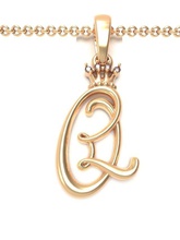 alphabet initial pendant letter q jewelry chain gem gold font letters crown silver abc name lightweight brilliant pendants king queen 3d print model - Mito3D