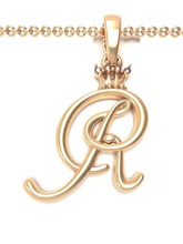 alphabet initial pendant letter r jewelry chain gem gold font letters crown silver abc name lightweight brilliant pendants king queen 3d print model - Mito3D