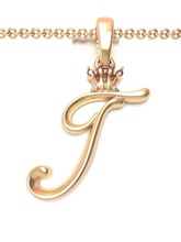 alphabet initial pendant letter t jewelry chain gem gold font letters crown silver abc name lightweight brilliant pendants king queen 3d print model - Mito3D