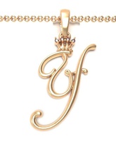 alphabet initial pendant letter y crown jewelry chain gem gold font letters silver abc lightweight brilliant pendants king queen 3d print model - Mito3D