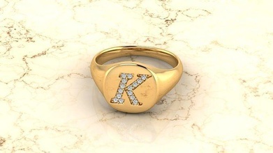 alphabet jewelry ring k letter uxury gold jewellry diamond printable fashion rings jewellery silver accessories diamonds style jewelrydesigner jewelrydesign letters 3d print model - Mito3D