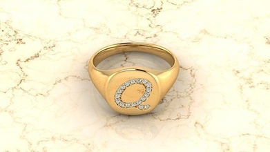 alfabeto gioielleria squillare q lettera lusso oro diamante stampabile moda anelli argento accessori diamanti stile designer gioielli jewelrydesign lettere 3d print model - Mito3D