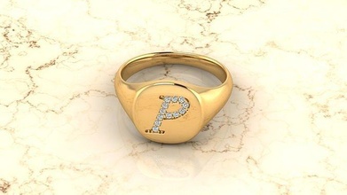 alfabeto joalheria anel carta luxuoso ouro diamante imprimível moda argolas jóias prata acessórios diamantes estilo Designer design joias cartas 3d print model - Mito3D