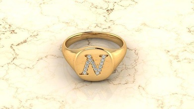 alfabeto joalheria anel carta luxuoso ouro diamante imprimível moda argolas jóias prata acessórios diamantes estilo Designer design joias cartas 3d print model - Mito3D