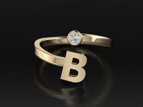 alphabet jewelry ring jewel gold letters 3dprint fashionjewelry jewelrylover printable diamond eurosize fashion beauty luxury letter rings font language 3d print model - Mito3D