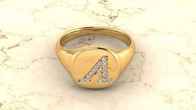 alphabet jewelry ring letter uxury gold jewellry diamond printable fashion rings jewellery silver accessories diamonds style jewelrydesigner jewelrydesign letters 3d print model - Mito3D