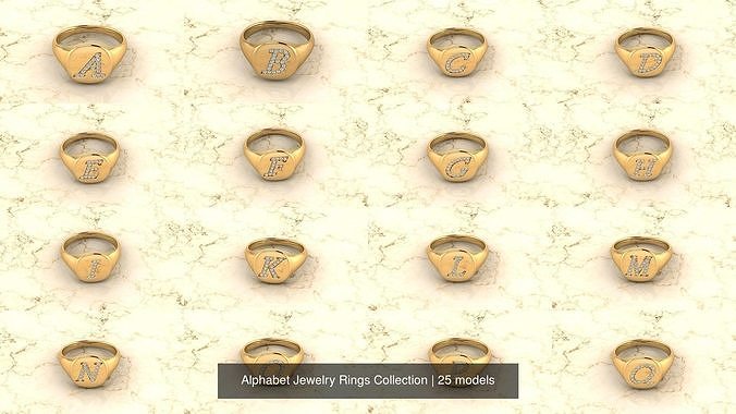 alfabeto gioielleria anelli collezione Accessori lettere diamante stampabile diamanti squillare moda lettera 3D print model - Mito3D