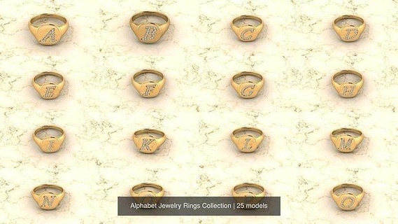 alfabeto gioielleria anelli collezione Accessori alfabeto lettere diamante stampabile diamanti squillare moda anelli lettera gioielleria collezione diamante squillare 3d print model - Mito3D