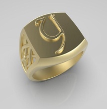 alphabet latin 3dprinted design fashion gold golden jewel jewelry print printable printing silver letter button simbol pattern fantasy calligraphy rings 3d print model - Mito3D