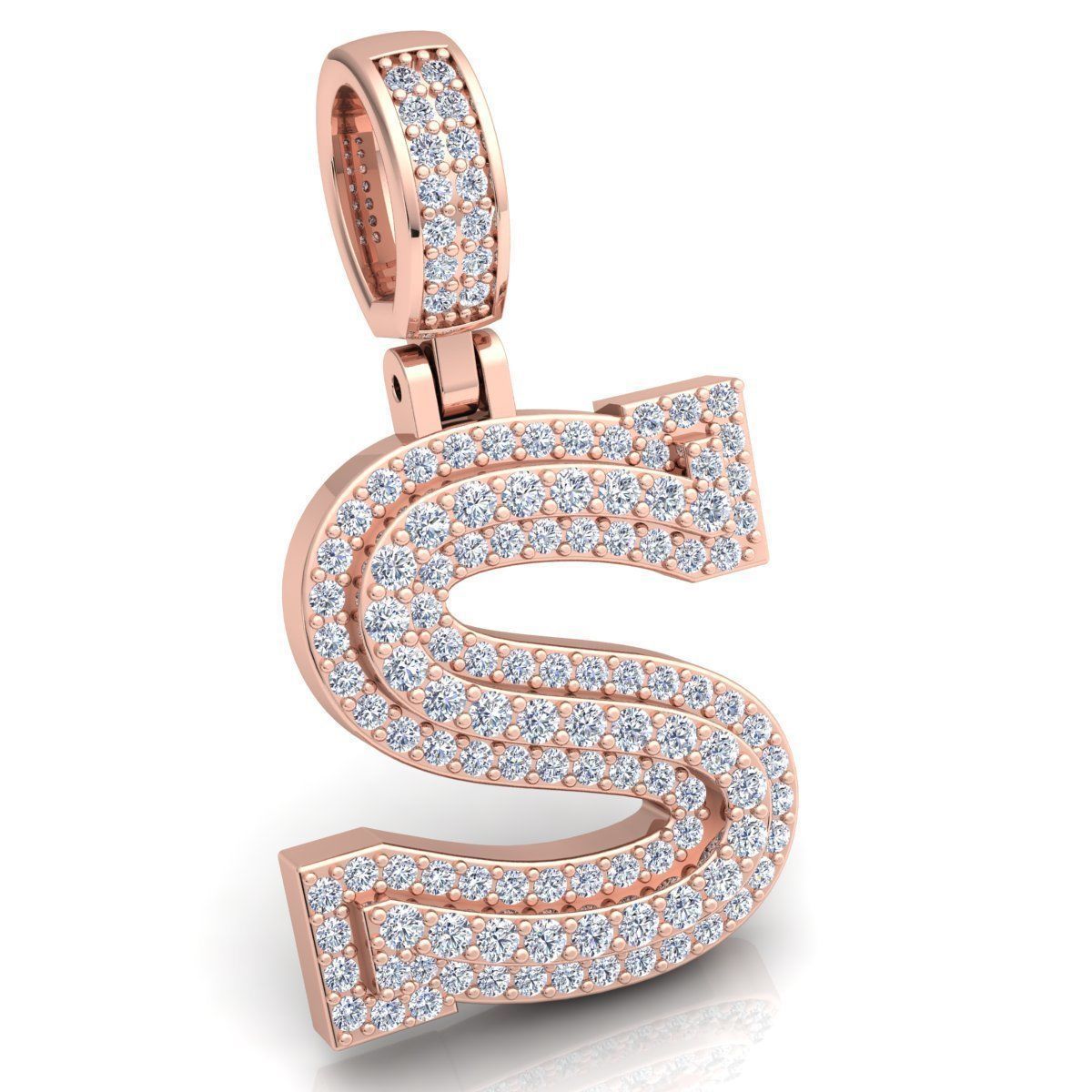 alphabet letztere s diamond pendent 3d-Modell drucken Juwel Mode-Schönheit Mode-ring Halskette sterling Diamant-ring cad Schmuck bedruckbar ist Ohrring Platin genial Stein engagement Hochzeit ring gem - Armband Ringe Anhänger 3D print model - Mito3D