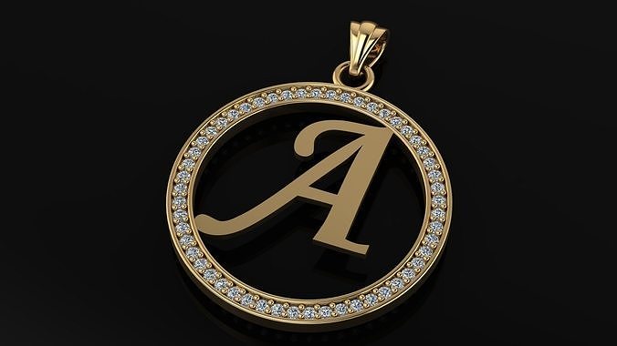 alphabet letter gemstone pendant gold silver jewellery jewelry pendants jewel printable necklace gem diamond fashion brilliant engagement 3D print model - Mito3D