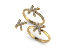 alphabet letter ring k gold jewelry shine silver diamond printable jewellery engagement gem bulb brilliant illuminator sterling brillant rings 3d print model - Mito3D