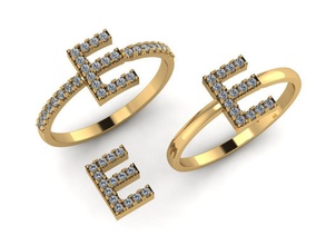 alfabeto letra anillo joyería joya brillar oro plata libra esterlina moda fuente idioma cobre mujer niña precioso hembra anillos 3d print model - Mito3D