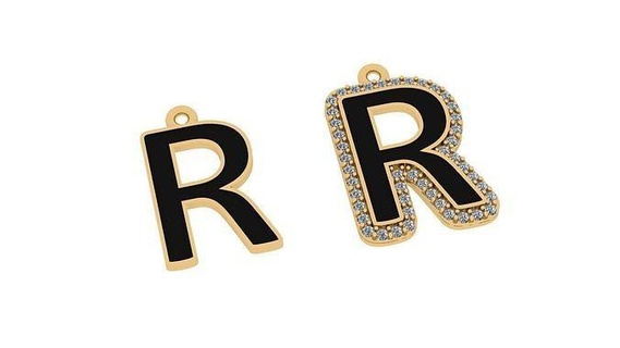 alfabeto lettere gioielleria oro stl design pendente ciondoli 3d print model - Mito3D