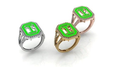 alfabeto lettere squillare i oro gioielleria argento diamante gioiello fidanzamento nozze moda anello d'oro anelli 3d print model - Mito3D
