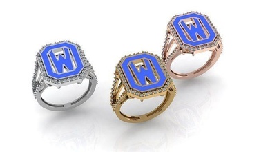 alphabet lettres bague or bijoux argent diamant bijou engagement mariage mode anneaux 3d print model - Mito3D