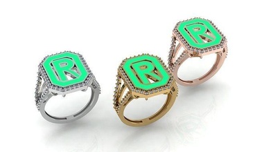 alfabeto cartas anel ouro joalheria prata diamante jóias jóia noivado Casamento moda argolas 3d print model - Mito3D