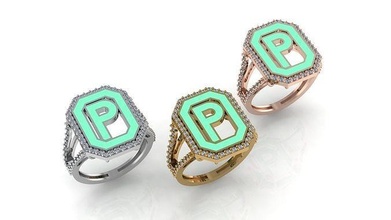 alphabet lettres bague or bijoux argent diamant bijou engagement mariage mode anneaux 3d print model - Mito3D
