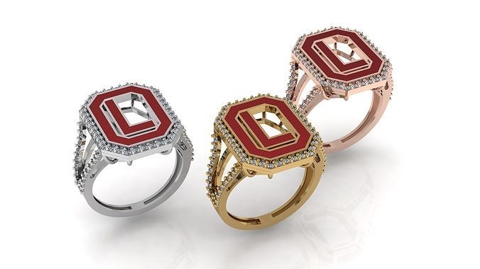 alfabeto cartas anel l ouro joalheria prata diamante jóias jóia noivado casamento moda argolas 3D print model - Mito3D