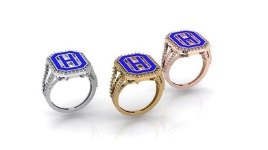 alfabeto cartas anel h ouro joalheria prata diamante jóias jóia noivado casamento moda argolas 3d print model - Mito3D