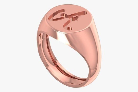 alfabeto hombres sello anillo 3dm stl obj fbx detalles inicial joyería joya anillos oro diamante imprimible Moda canalla elegante diseño compromiso Boda 3d print model - Mito3D