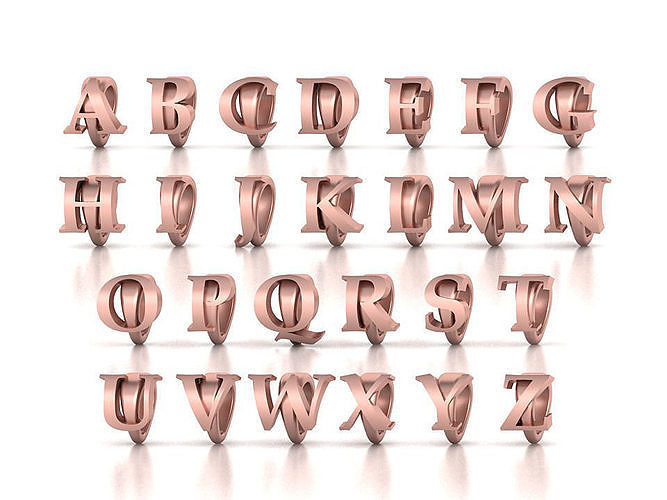 alphabet halskette kautionen brief schleifen design paket 3dmodels kaution anhänger schmuck halsketten schleife 3d gold briefe frankreich uk usa israel mexiko polen vereinigt zustände 3D print model - Mito3D