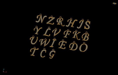 alfabe döşeli harfler değerli taş balmumu ayar 3d Yazdır model yüzük altın takı gümüş yazdırılabilir mücevher elmas sterlin düğün angagem moda güzellik bilezik giyim kolye platin parlak 3d print model - Mito3D