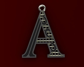 alphabet pendant letter type symbol necklace jewel jewelry language font silver text typography gold typographic fashion typeset typescript topiary copyright pendants 3d print model - Mito3D
