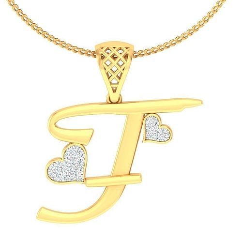 alfabeto pendente f gioielleria stampabile diamante oro argento nozze iniziali gioiello cuore sterlina bianca brillante platino prezioso collana ciondoli 3D print model - Mito3D
