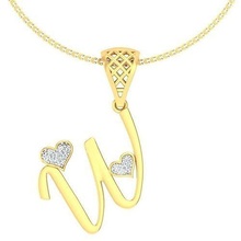 alphabet pendant w jewellery printable diamond gold silver wedding initials jewel sterling white brilliant platinum precious necklace pendants heart jewelry 3d print model - Mito3D