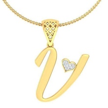 alfabeto pendente v gioielleria stampabile diamante oro argento nozze iniziali gioiello sterlina bianca brillante platino prezioso collana ciondoli cuore 3d print model - Mito3D