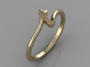 alfabeto anillo joya oro letras 3dprint joyería moda amante imprimible diamante corazón Moda belleza lujo letra anillos 3d print model - Mito3D