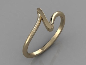 alfabeto anillo l joya oro letras 3dprint joyería moda amante imprimible diamante corazón belleza lujo letra anillos 3d print model - Mito3D