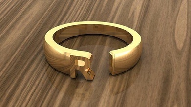 alphabet ring r luxury gold letter jewelry jewellry diamond printable fashion rings jewellery silver accessories diamonds style jewelrydesigner jewelrydesign letters 3d print model - Mito3D